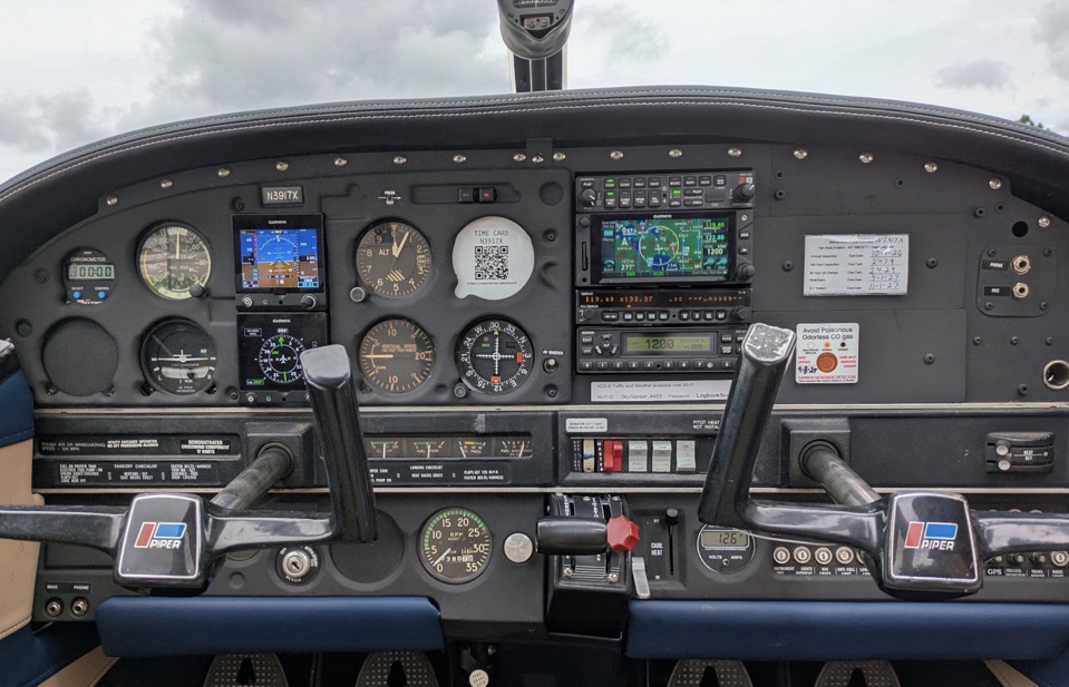 Instrument panel inside the Piper